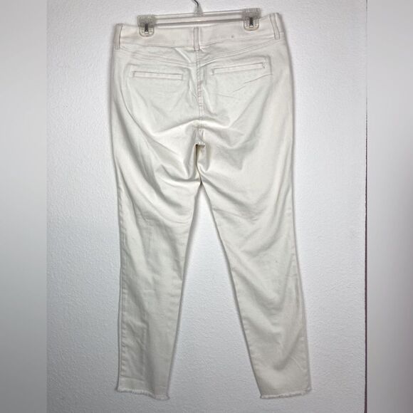 LOFT NWT cream pants w/zipper pockets and unfinished hem chic for season - Picture 3 of 11